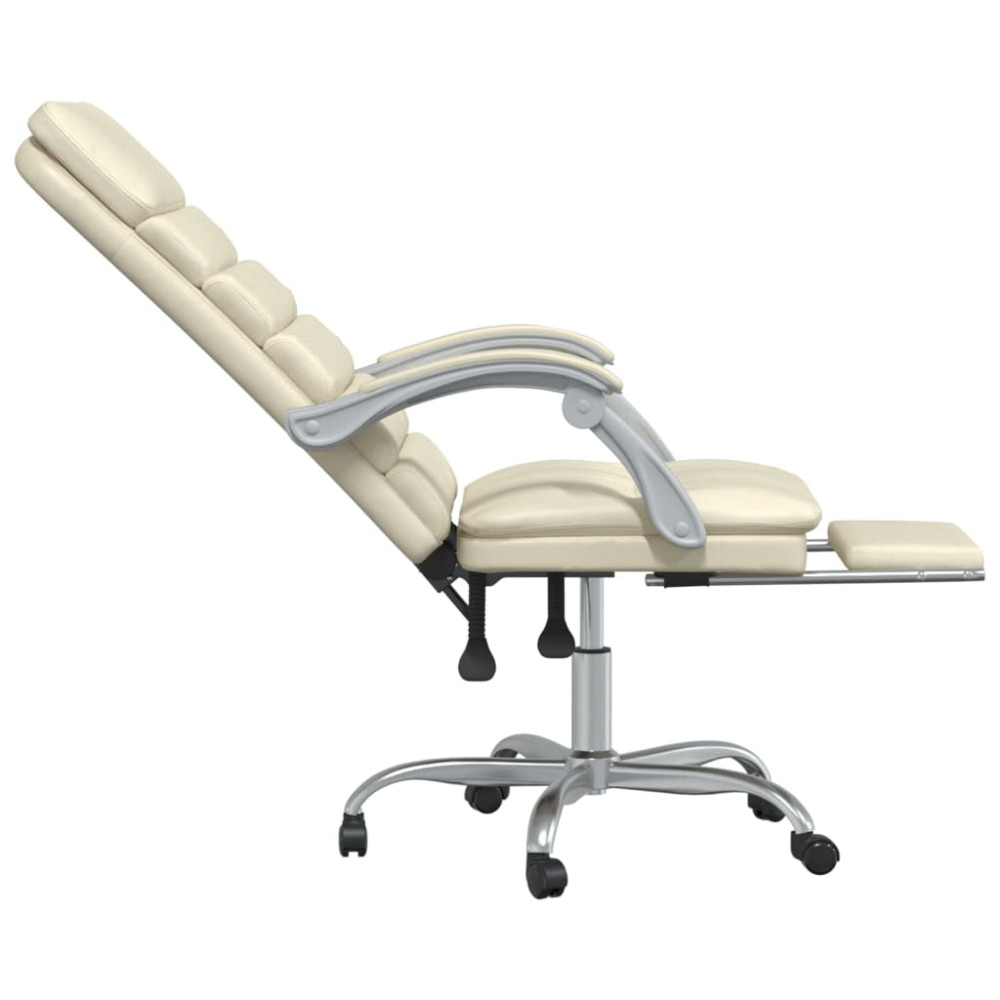 Produktbild för Kontorsstol med massage gräddvit konstläder