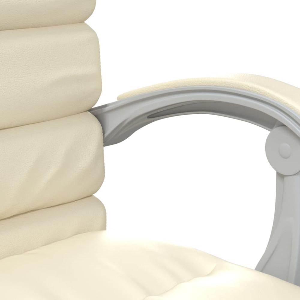 Produktbild för Kontorsstol med massage gräddvit konstläder