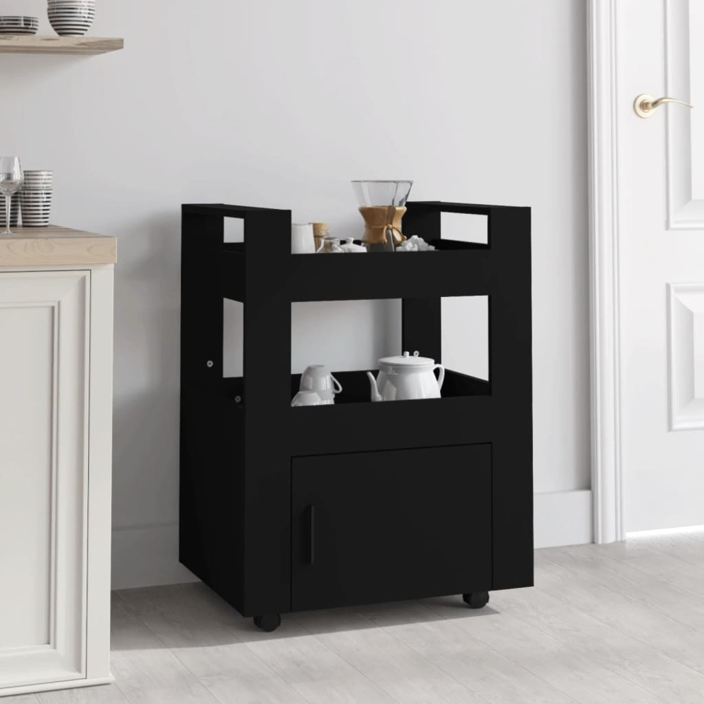 Produktbild för Köksvagn svart 60x45x80 cm konstruerat trä