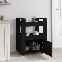 Produktbild för Köksvagn svart 60x45x80 cm konstruerat trä