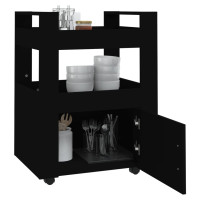 Produktbild för Köksvagn svart 60x45x80 cm konstruerat trä