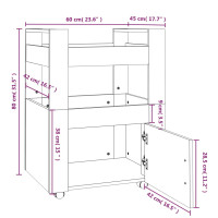 Produktbild för Köksvagn svart 60x45x80 cm konstruerat trä