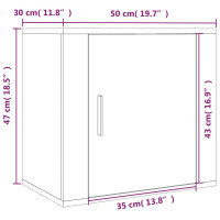Produktbild för Väggmonterat sängbord vit högglans 50x30x47 cm