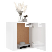 Produktbild för Väggmonterat sängbord vit högglans 50x30x47 cm