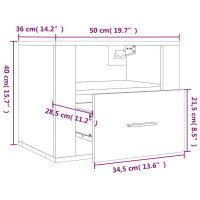 Produktbild för Väggmonterade sängbord 2 st vit högglans 50x36x40cm
