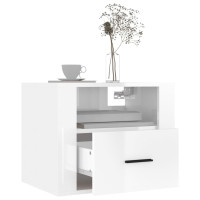 Produktbild för Väggmonterade sängbord 2 st vit högglans 50x36x40cm