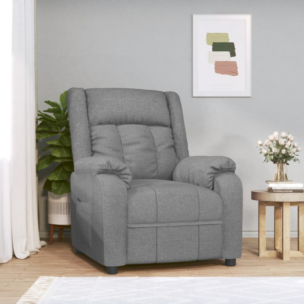 Produktbild för Reclinerfåtölj ljusgrå tyg