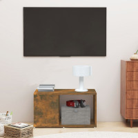 Produktbild för Tv-bänk rökfärgad ek 60x24x32cm konstruerat trä