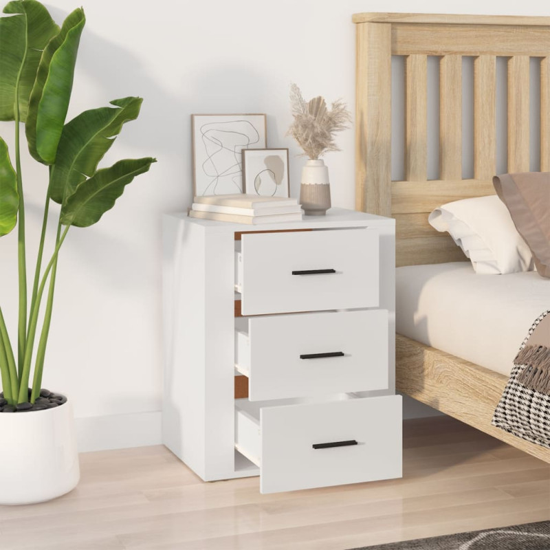 Produktbild för Sängbord vit 50x36x60 cm konstruerat trä