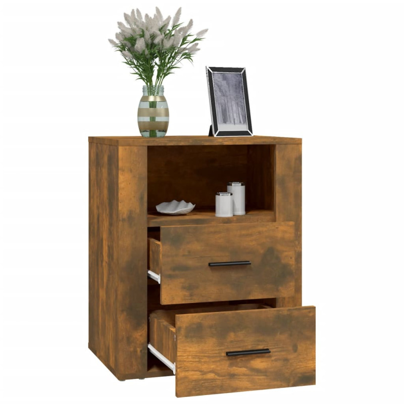 Produktbild för Sängbord rökfärgad ek 50x36x60 cm konstruerat trä