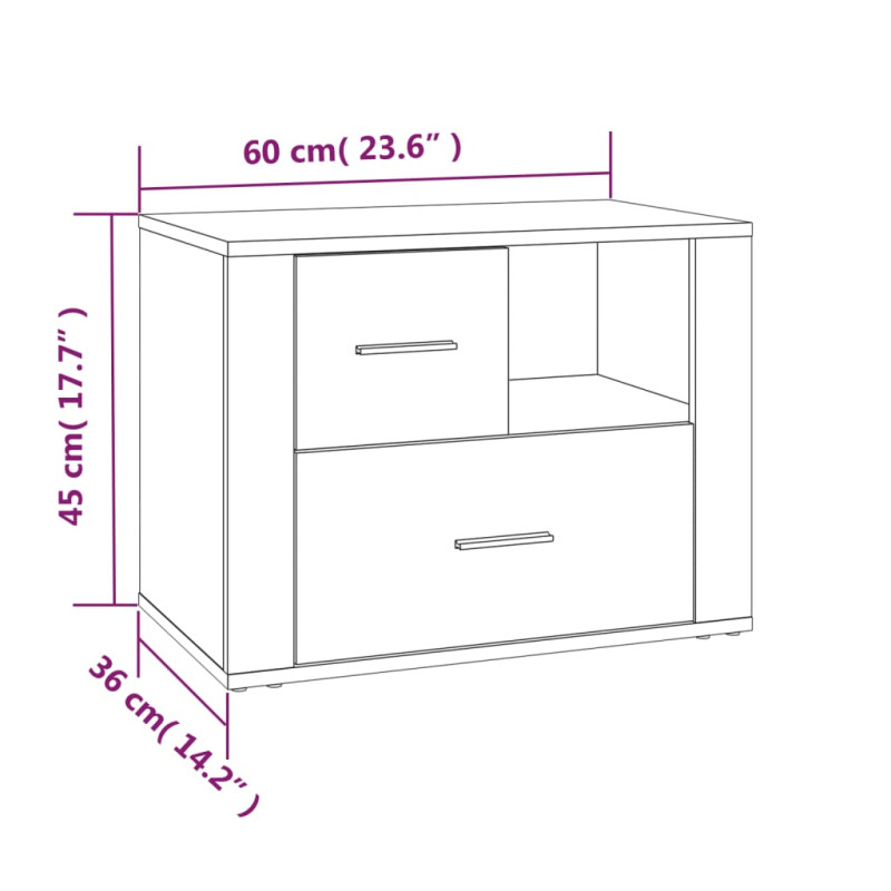 Produktbild för Sängbord sonoma-ek 60x36x45 cm konstruerat trä