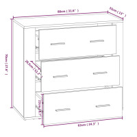 Produktbild för Skänk sonoma-ek 80x33x70 cm konstruerat trä
