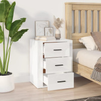 Miniatyr av produktbild för Sängbord vit högglans 50x36x60 cm konstruerat trä