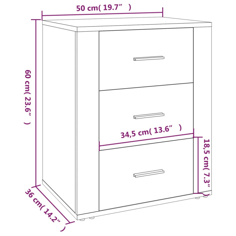 Produktbild för Sängbord vit högglans 50x36x60 cm konstruerat trä