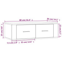 Produktbild för Väggmonterad tv-bänk svart 80x36x25 cm konstruerat trä