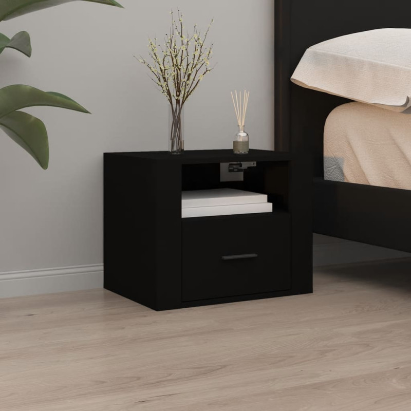 Produktbild för Väggmonterade sängbord svart 50x36x40 cm