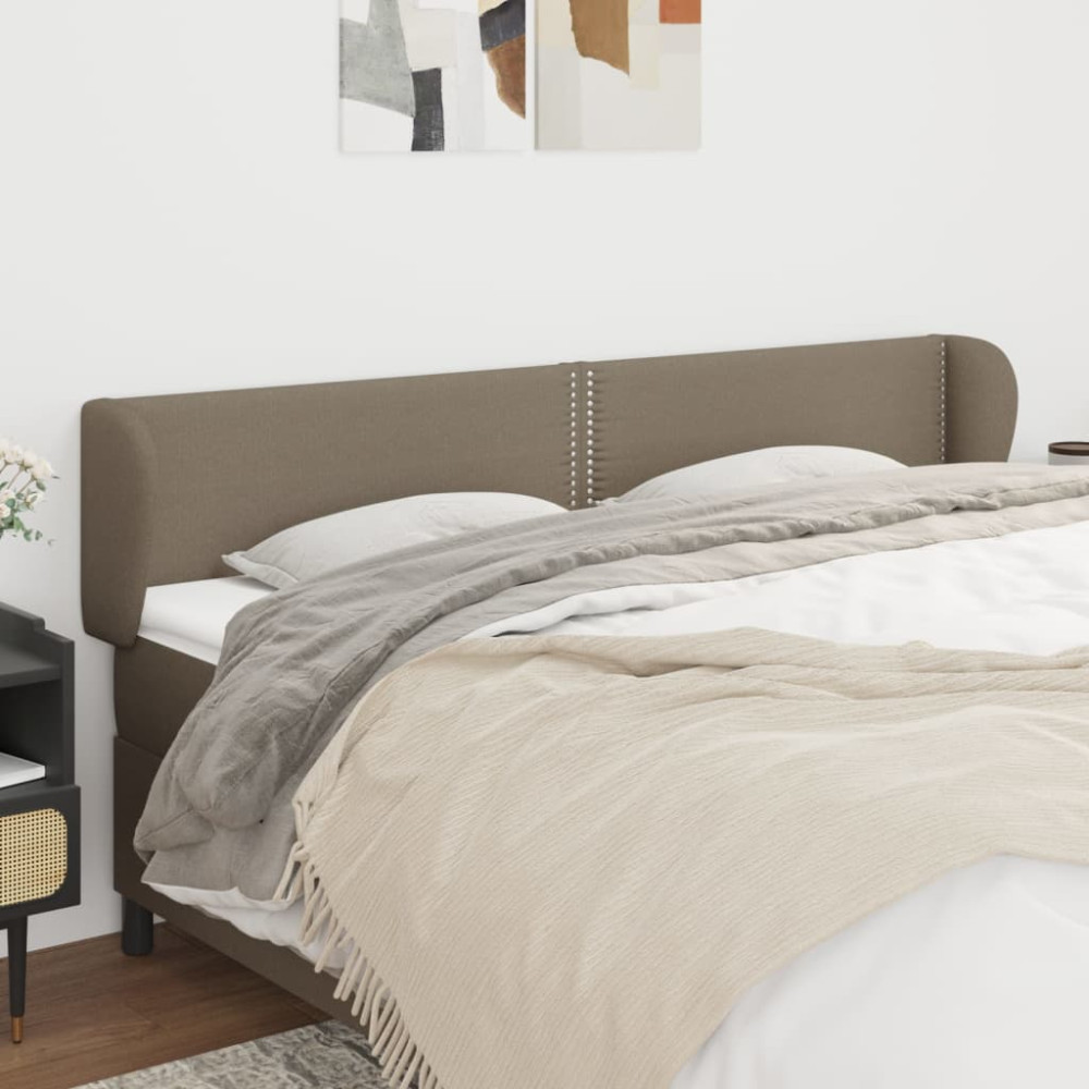 Produktbild för Sänggavel med kanter taupe 183x23x78/88 cm tyg
