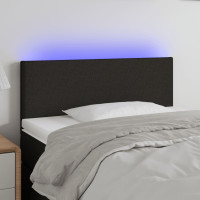 Produktbild för Sänggavel LED svart 80x5x78/88 cm tyg