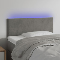 Produktbild för Sänggavel LED ljusgrå 80x5x78/88 cm sammet