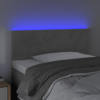 Produktbild för Sänggavel LED ljusgrå 80x5x78/88 cm sammet