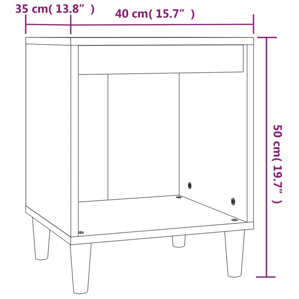 Produktbild för Sängbord vit 40x35x50 cm konstruerat trä