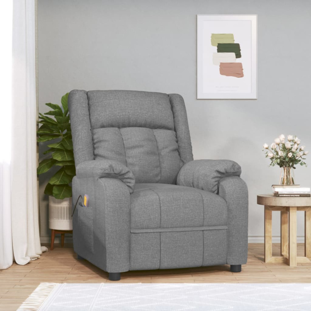 Produktbild för Massagefåtölj ljusgrå tyg