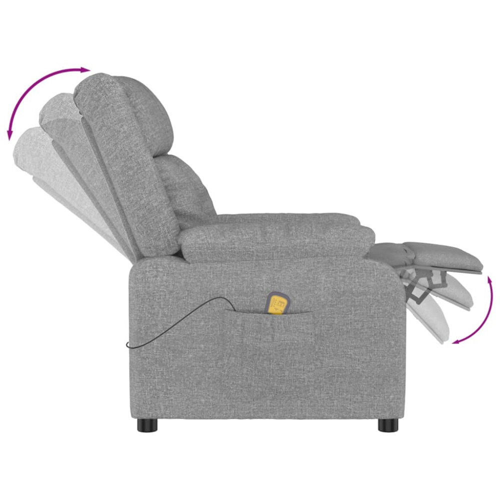 Produktbild för Massagefåtölj ljusgrå tyg