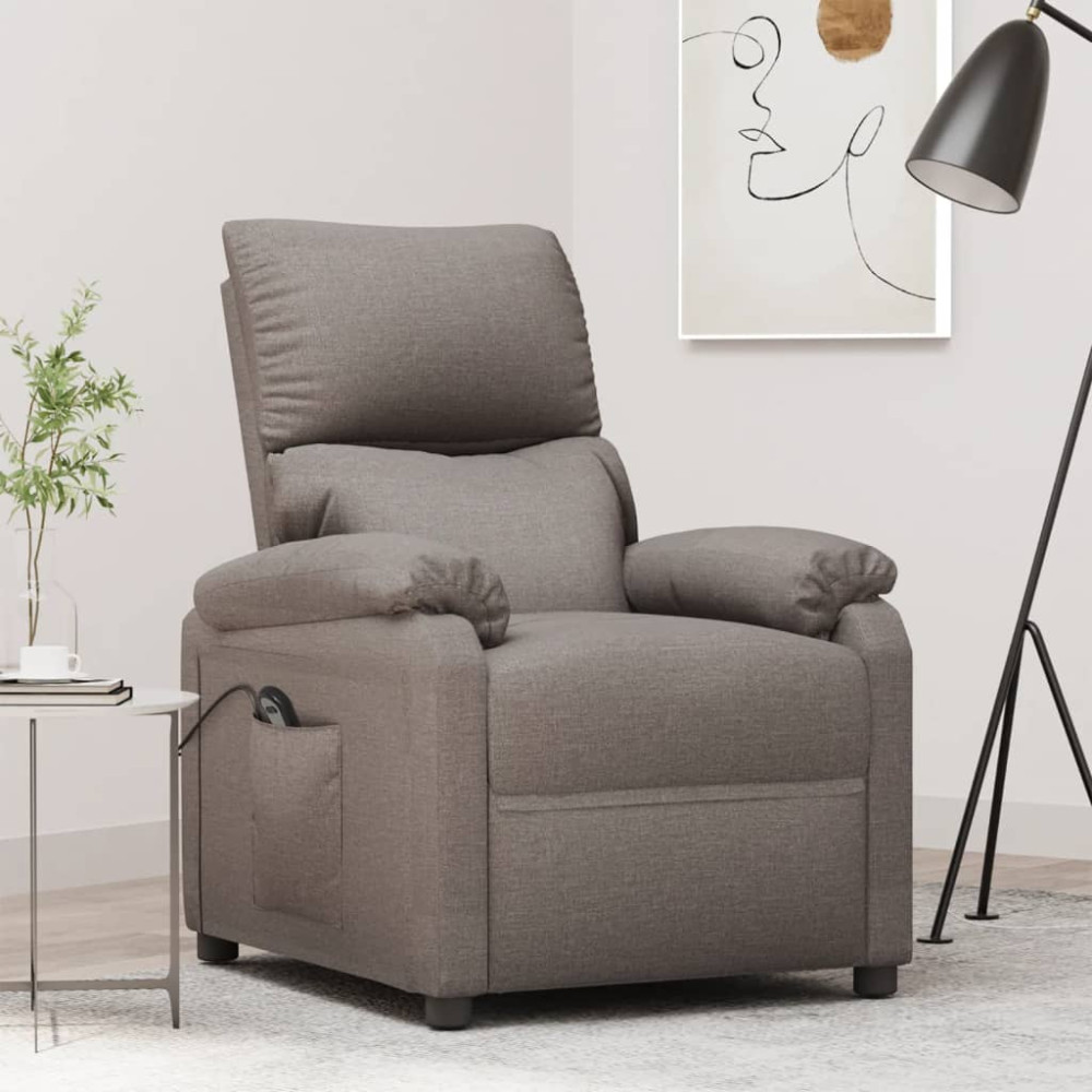 Produktbild för Elektrisk reclinerfåtölj taupe tyg