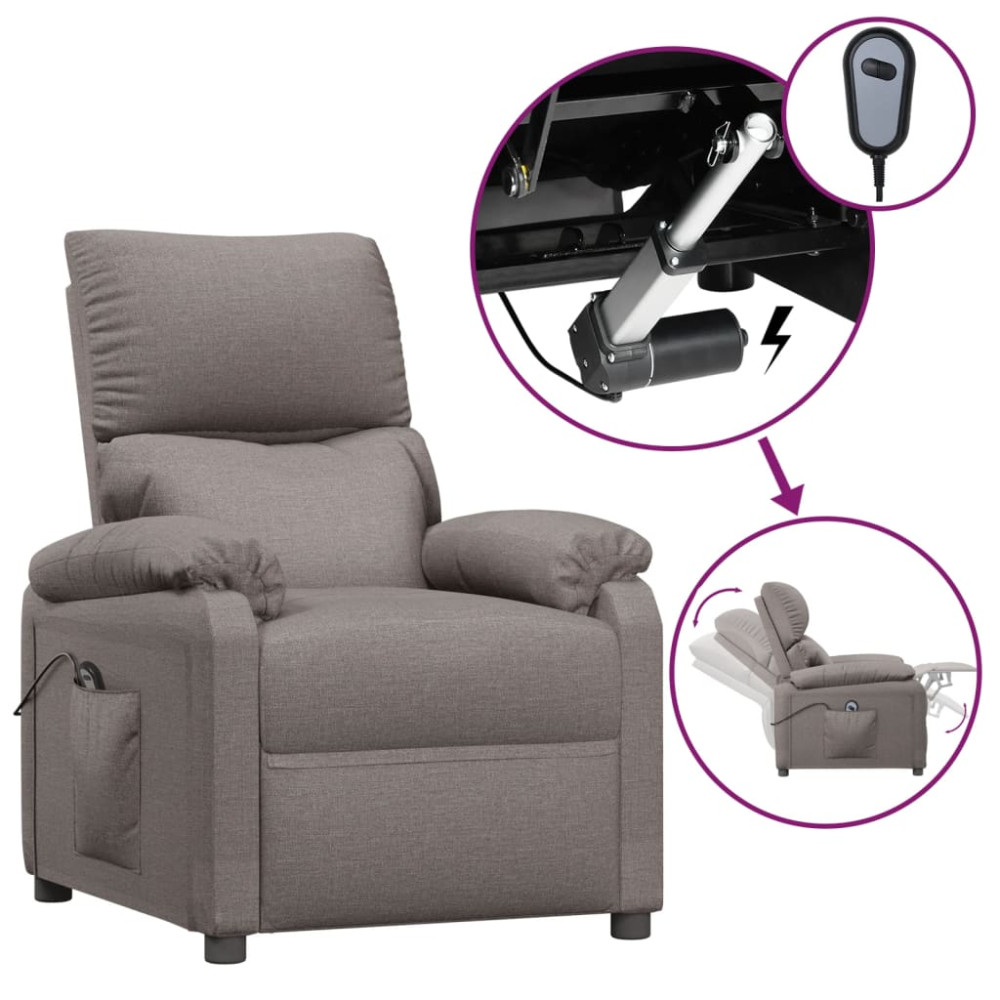 Produktbild för Elektrisk reclinerfåtölj taupe tyg