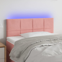 Produktbild för Sänggavel LED rosa 80x5x78/88 cm sammet