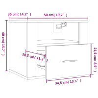 Miniatyr av produktbild för Väggmonterade sängbord 2 st Betonggrå 50x36x40 cm