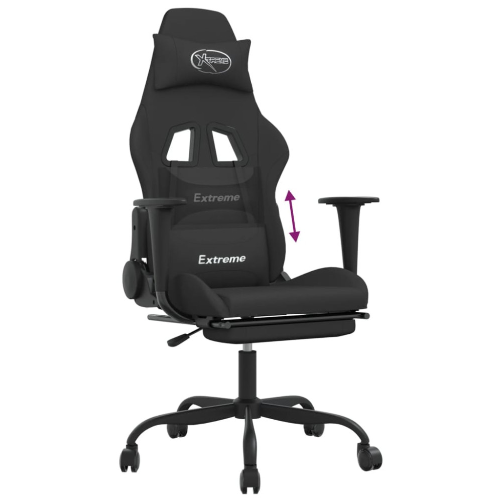 Produktbild för Gamingstol med fotstöd svart tyg