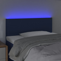 Produktbild för Sänggavel LED blå 90x5x78/88 cm tyg