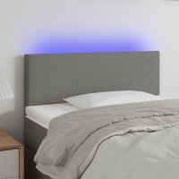 Produktbild för Sänggavel LED mörkgrå 100x5x78/88 cm tyg