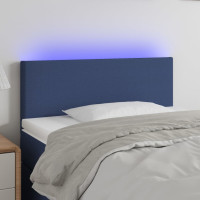 Produktbild för Sänggavel LED blå 100 x 5 x 78/88 cm tyg