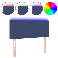 Produktbild för Sänggavel LED blå 100 x 5 x 78/88 cm tyg