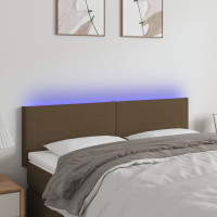 Produktbild för Sänggavel LED mörkbrun 144x5x78/88 cm tyg