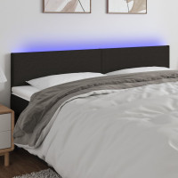 Produktbild för Sänggavel LED svart 160x5x78/88 cm tyg