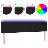 Produktbild för Sänggavel LED svart 160x5x78/88 cm tyg