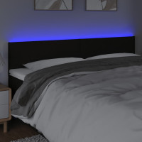 Produktbild för Sänggavel LED svart 160x5x78/88 cm tyg