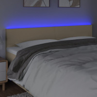 Produktbild för Sänggavel LED gräddvit 160x5x78/88 cm tyg