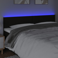 Produktbild för Sänggavel LED svart 180x5x78/88 cm tyg
