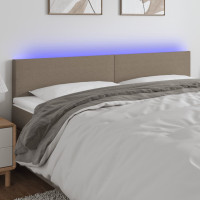 Produktbild för Sänggavel LED taupe 180x5x78/88 cm tyg