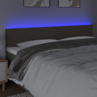 Produktbild för Sänggavel LED taupe 180x5x78/88 cm tyg