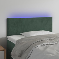 Produktbild för Sänggavel LED mörkgrön 90x5x78/88 cm sammet