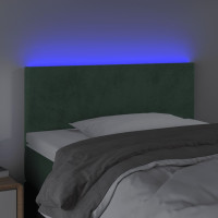 Produktbild för Sänggavel LED mörkgrön 90x5x78/88 cm sammet