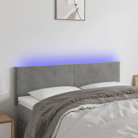 Produktbild för Sänggavel LED ljusgrå 144x5x78/88 cm sammet