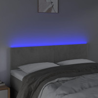 Produktbild för Sänggavel LED ljusgrå 144x5x78/88 cm sammet