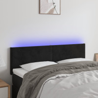 Produktbild för Sänggavel LED svart 144x5x78/88 cm sammet