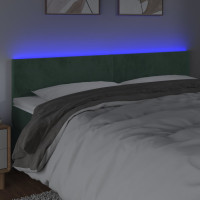 Produktbild för Sänggavel LED mörkgrön 160x5x78/88 cm sammet